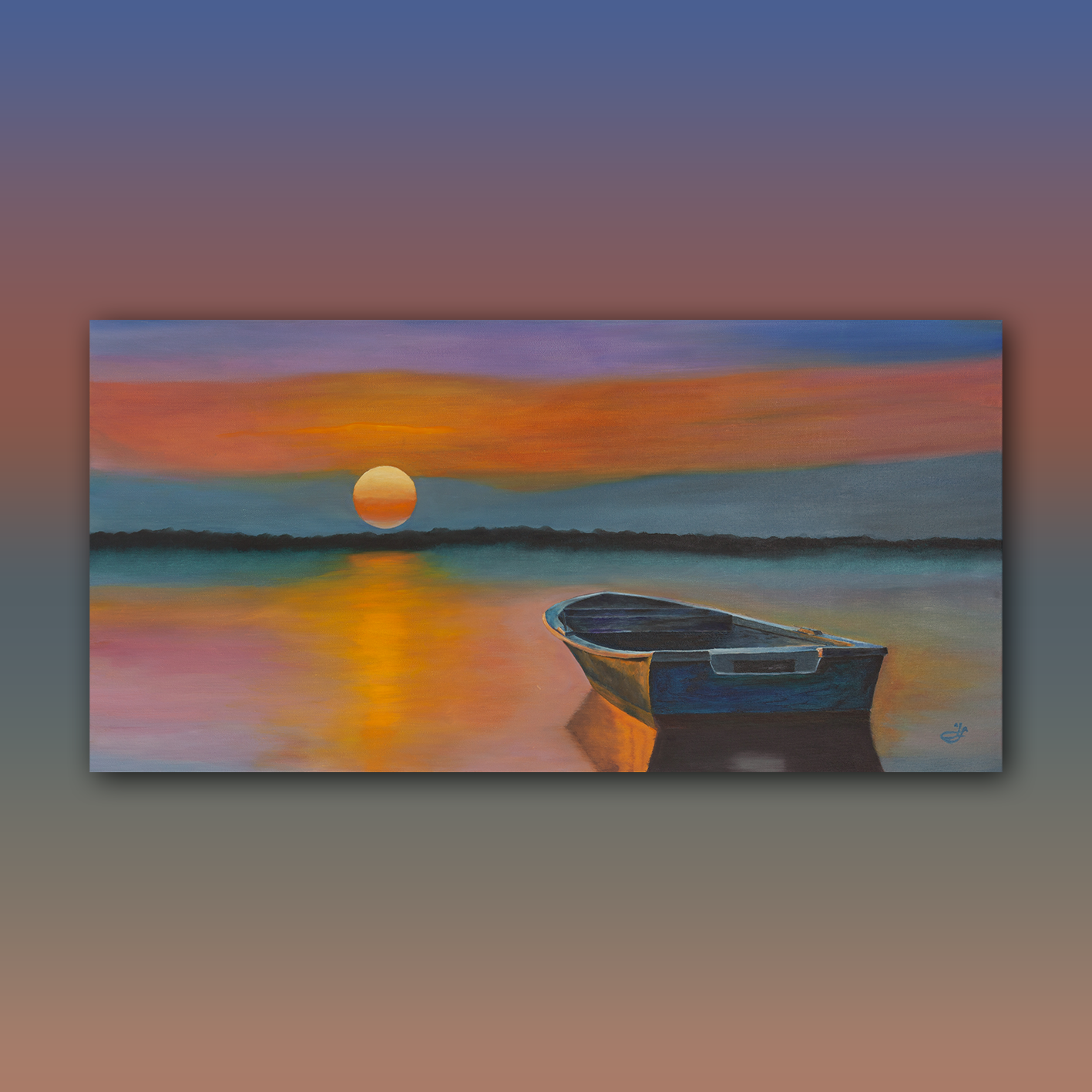 Zrcadlení ticha_olejomalba na plátně_100x50 cm