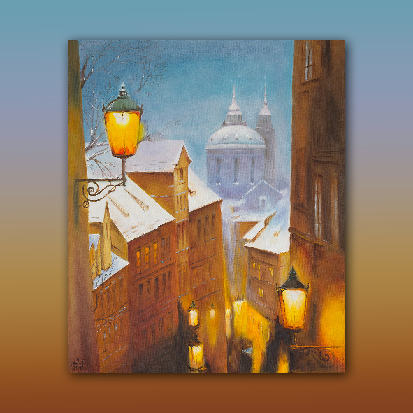 Zářící ulice_olejomalba na plátně_60x50 cm