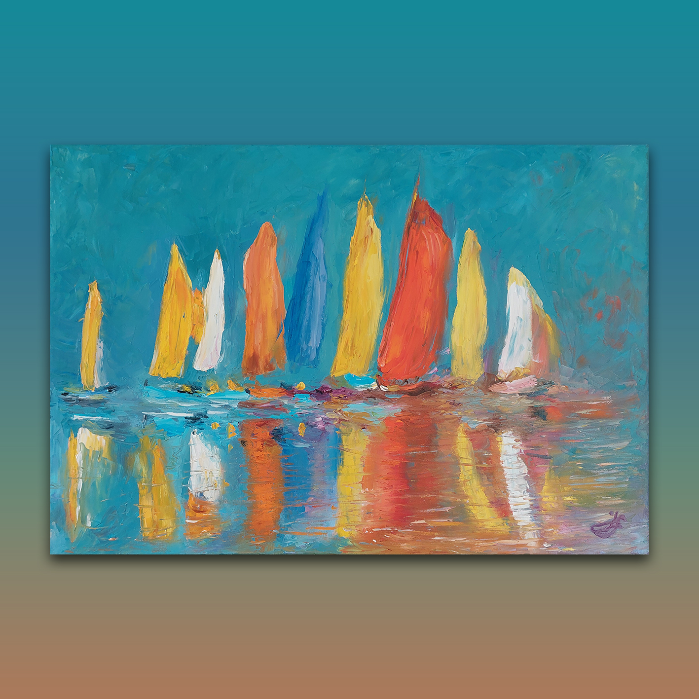 Plachetnicový rej_ olejomalba na plátně_80x55 cm