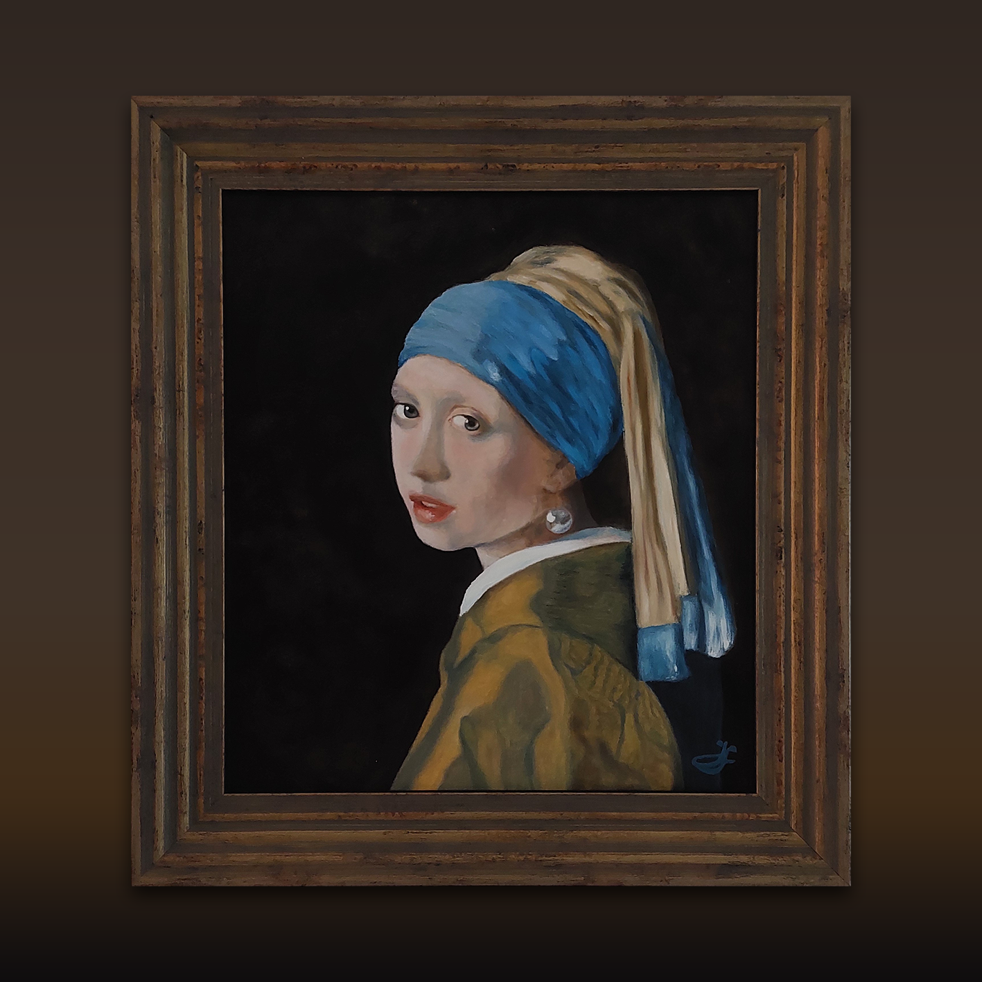 Dívka s perlou_ olejomalba na plátně_57x52 cm_Zarámováno