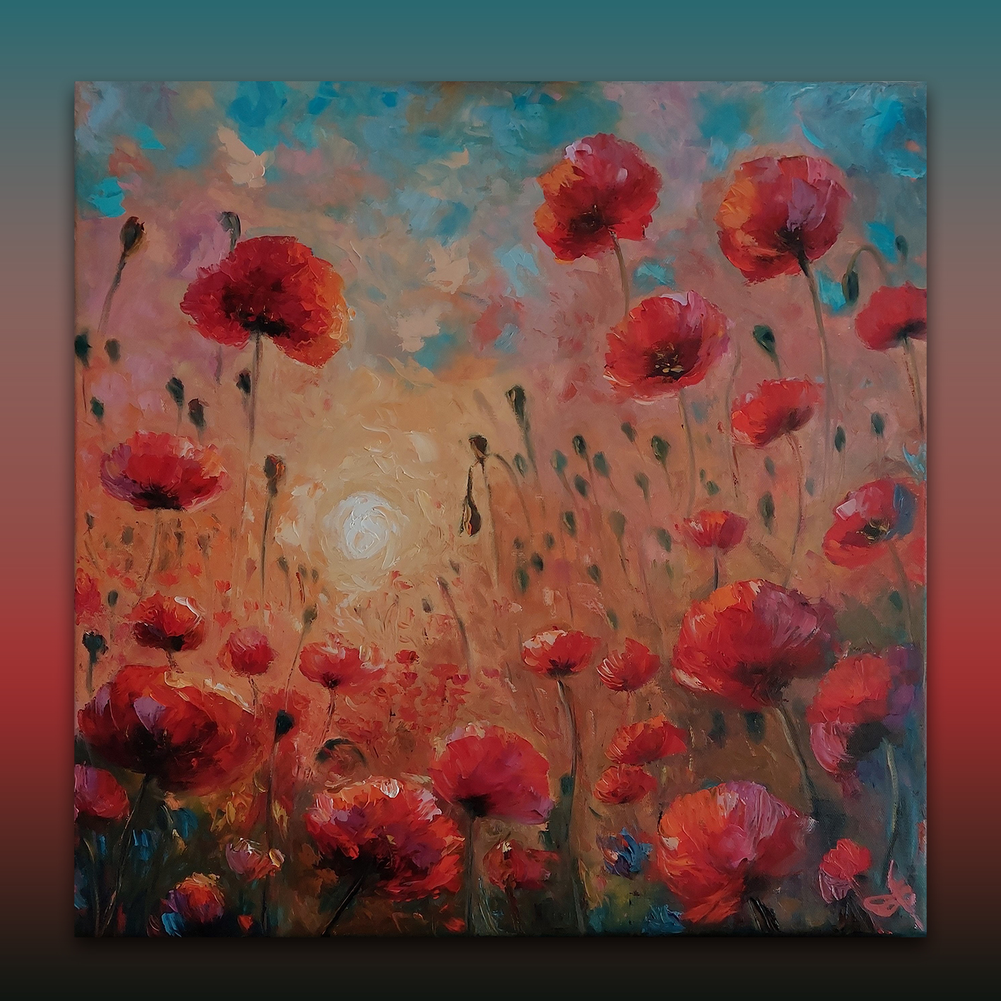 Kvetoucí nebe_olejomalba na plátně_60x60 cm